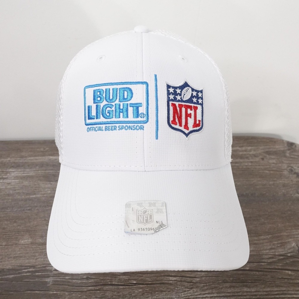 Bud Light Hat Cap Snap Back Mens One Size White NFL Football Official Beer New!